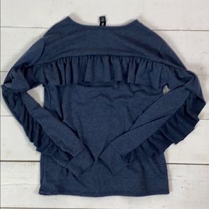 Agnes & Dora Navy Ruffle Back Top